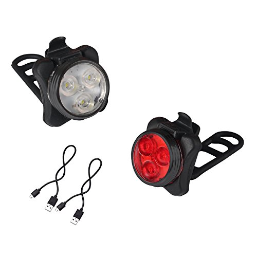 LED Fahrradlampe,Wiederaufladbare LED Frontlicht und Rücklicht Für Radfahren, 350lm , 4 Licht-Modi, Fahrradscheinwerfer, Fahrradlicht, Fahrradbeleuchtung Set Akale