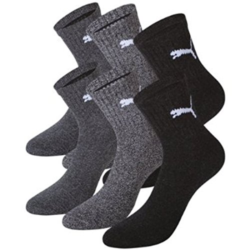 PUMA Unisex Short Crew Socks Socken Sportsocken MIT FROTTEESOHLE 6er Pack anthracite / grey 207 - 35/38