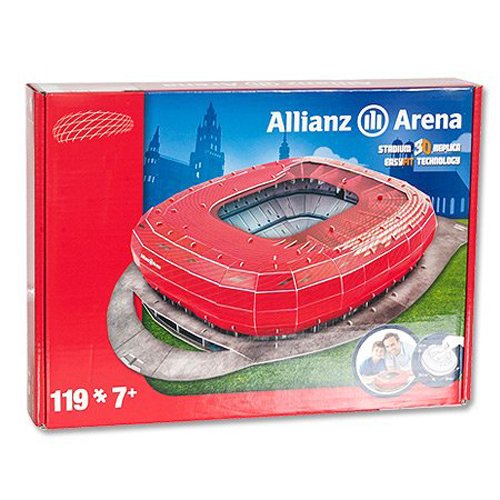 Nanostad 3D Stadion 70012121-Puzzle Allianz Arena München- FC Bayern, 1860 Stadion, rot