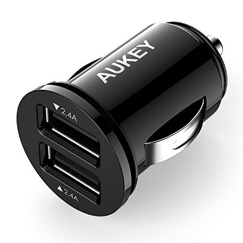 AUKEY Kfz Ladegerät 4.8A Dual USB AutoLadegerät mit AiPower Technologie für iPhone, iPad, HTC, LG, Blackberries und andere Geräte  (schwarz)
