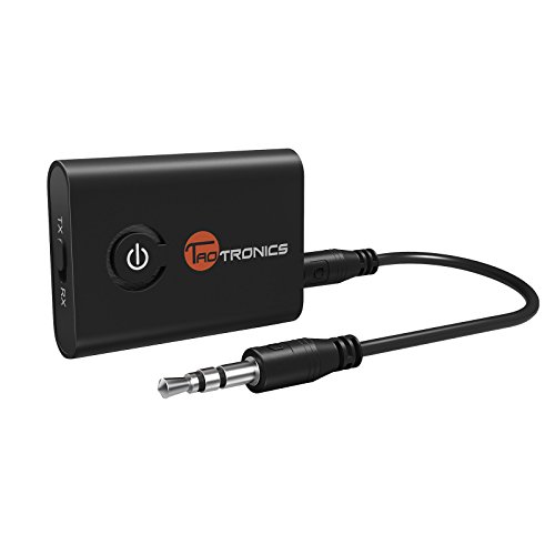 TaoTronics Bluetooth Adapter Transmitter Empfänger 2 in 1 Sender / Receiver Adapter Stereo mit 3,5mm Audio Kabel für Kopfhörer Lautsprecher Radio TV PC Laptop Tablet MP3 / MP4, spielt während des Ladens