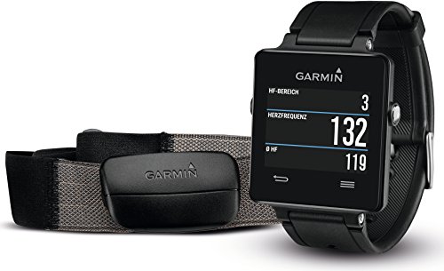 Garmin Unisex Sport GPS-Smartwatch vívoactive inkl. Herzfrequenz-Brustgurt, 3 Wochen Batterielaufzeit