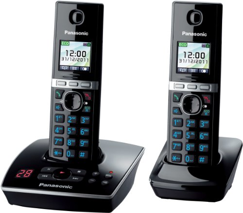 Panasonic KX-TG8062GB Telefon schnurlos mit Anrufbeantworter (2 Mobilteile) schwarz
