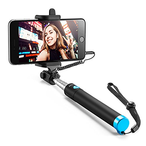 Anker Selfie Stick Selfie-Stangen Ausfahrbar [ohne Akku] Kabelgebunden Stab für iPhone 6s 6 5, Galaxy, Nexus und andere Smartphones (Schwarz)