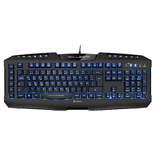 Sharkoon Skiller Pro beleuchtete Gaming Tastatur (9 Multimedia-, 6 Makro- und 3 Profil-Tasten, Software, USB) schwarz
