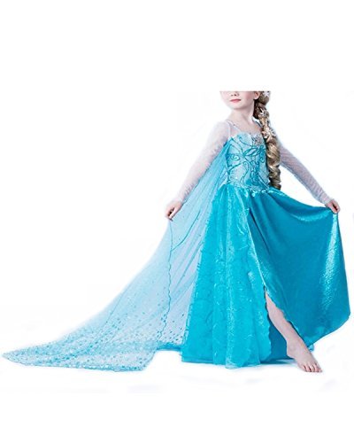 Vogueeasy Frozen Eiskönigin Prinzessin Kostüm Kinder Glanz Kleid Mädchen Weihnachten Verkleidung Karneval Party Halloween Fest Kostüm 120