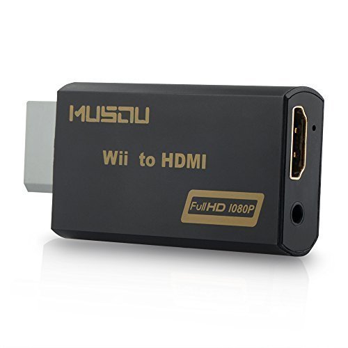 Musou Wii to HDMI Converter Adapter Stick 720P 1080P HD Output Upscaling Adapter(Wii zu HDMI Konverter Adapter ) for Nintendo Wii,Schwarz