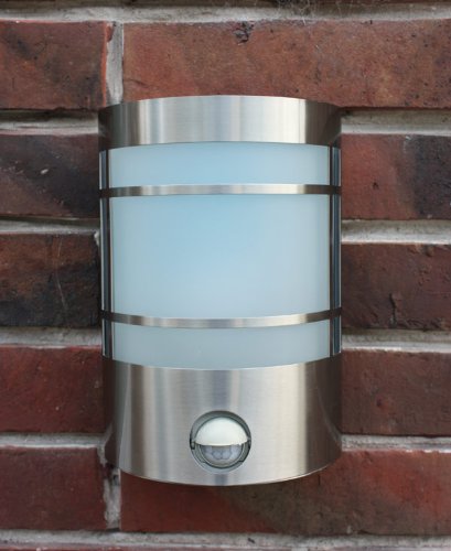 IR Wand-Außenleuchte mit Bewegungsmelder Edelstahl IP44 Außenlampe Sensor Bewegungssensor Infrarot Hoflampe Gartenlampe Gartenleuchte 1010-pi