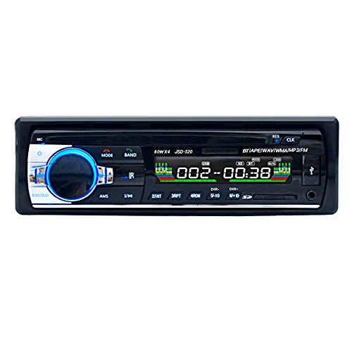 GEEDIAR Autoradio mit Bluetooth Freisprecheinrichtung und Abspielfunktion für Smartphone,Handy,MP3-Player,USB Anschluss und SD Kartenslot,4x 60Watt,Aux-Eingang (KT-6203 Schwarz)