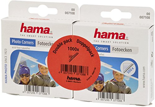 Hama Fotoecken (1000 Stück, selbstklebend, praktische Spenderbox, säurefrei, lösemittelfrei, geeignet für Alben, archivierungssicher) transparent