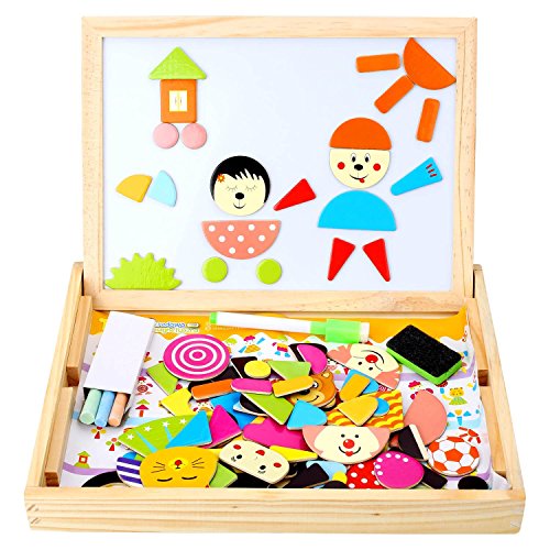 Peradix Magnetische Puzzle Spiele Lernspiel Tafel aus Holz beideseitige Schreibtafel für Kinder ab 3 Jahre