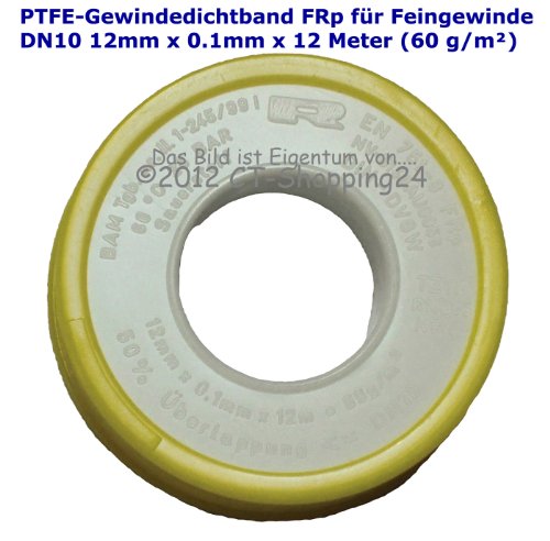 PTFE-Gewindedichtband Rolle (Teflonband) FRp für Feingewinde DN10 nach DIN EN 751-3, 12mm x 0.1mm x 12m (60 g/m²)
