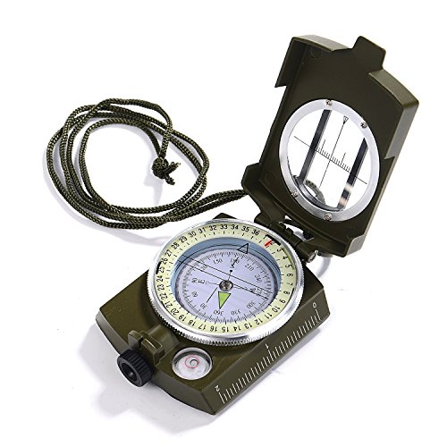 GWHOLE Militär Marschkompass mit Tasche für Camping, Wanderung, deutsche Anleitung