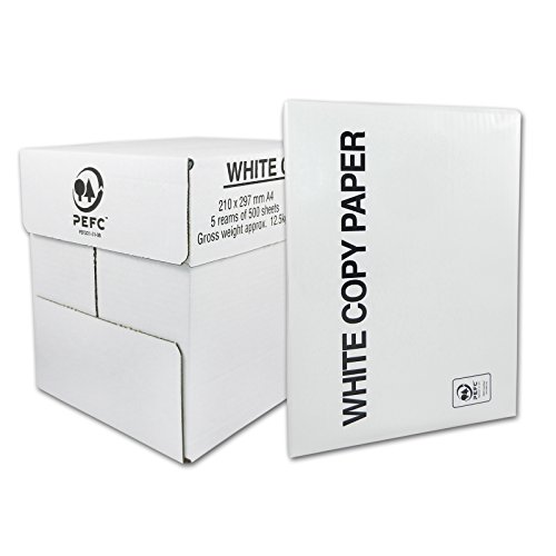 Kopierpapier Druckerpapier Papier, A4, 80g/m² für Laserdrucker, Tintenstrahldrucker, 2500 Seiten Blatt, weiß