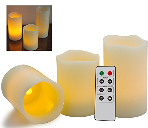 Kerzen mit Fernbedienung 3er Pack - Fantastische Kerzen ohne Flamme mit Fernbedienung + Timer Funktion