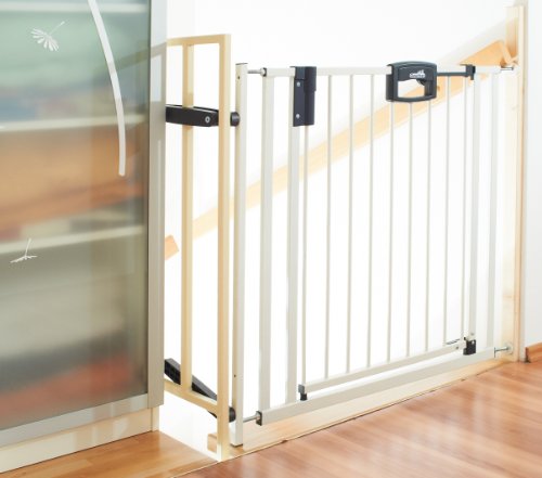 Geuther Metall Tür- und Treppenschutzgitter Easy Lock zum Einklemmen und Schwenken, weiß-silber, 80.5 - 55.8 cm