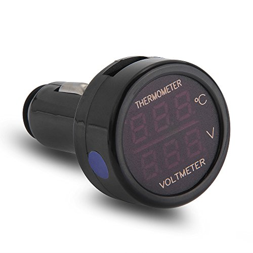 Auto Zigarettenanzünder Digital Voltmeter Voltmesser Temperaturanzeige Spannungsanzeige Batterietester 12-24V