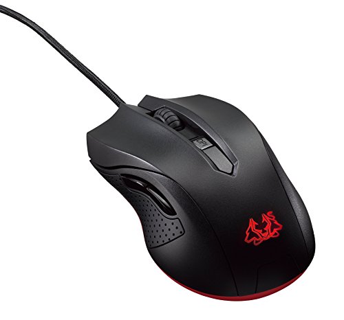 Asus Cerberus Gaming Maus (USB, 6 Tasten, 2.500 dpi, 1000Hz, rot beleuchtet, kabelgebunden) schwarz