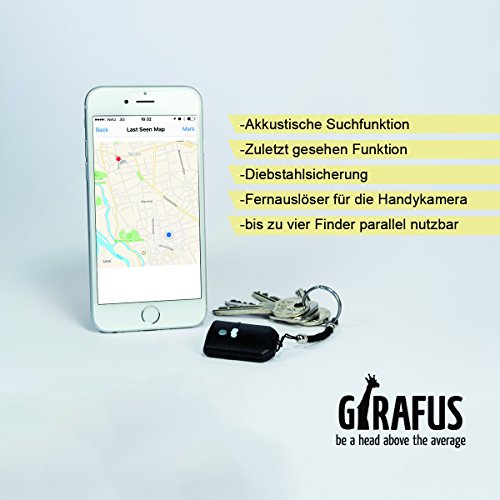 Schlüsselfinder Handy-finder mit App & Karte Alles-finden für iPhone & Android mit Girafus® Smart Finder Vereinfachen Sie Ihr Leben - Sparen Sie Zeit und Nerven! Bluetooth Key Finder
