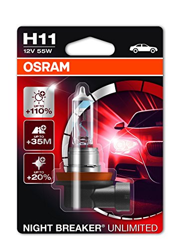 OSRAM NIGHT BREAKER UNLIMITED H11, Halogen-Scheinwerferlampe, 64211NBU-01B, 12V PKW, Einzelblister (1 Stück)