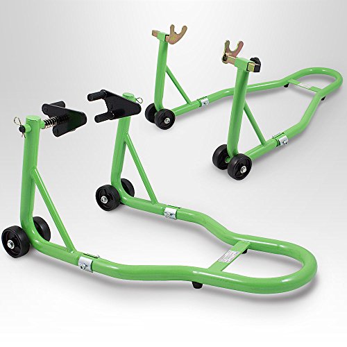 BITUXX® Motorradständer hinten & vorn Motorrad Montageständer Transportständer Grün Belastbar bis 250 kg pro Ständer