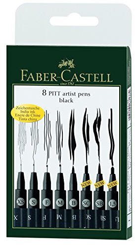 Faber-Castell 167137 - Tuschestift Pitt Artist Pen, 8er Kunststoffetui, schwarz