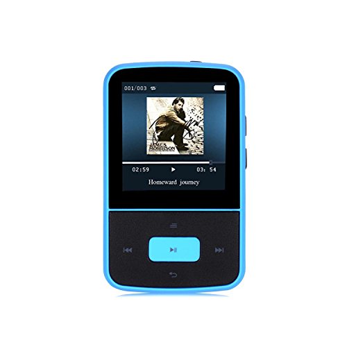 AGPTek G05 8GB MP3 Player Mini Clip MP3 Tragbare Musik Player mit FM Radio 24 Stunden Wiedergabe, Blau