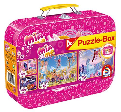 Schmidt Spiele 56510 - Mia und Me, Puzzle-Box, 2 x 60, 2 x 100 Teile, Klassische Puzzle im Metallkoffer