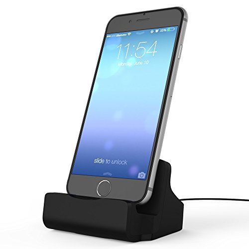 shenzoo® Dockingstation für Apple iPhone 5 5S 5SE 6 6S iPod in schwarz