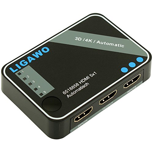 Ligawo 6518858 HDMI Switch 5x1 4K 3D automatisch / IR