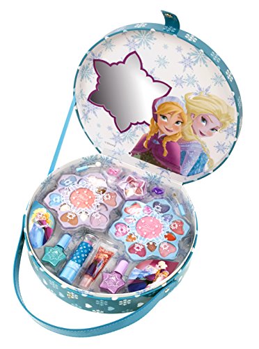 Disney Die Eiskönigin großer Schminkkoffer für Mädchen, 16teilig (Lipgloss, Lidschatten, Lippenstift, Rouge, Nagellack, Applikatoren, Ringe)