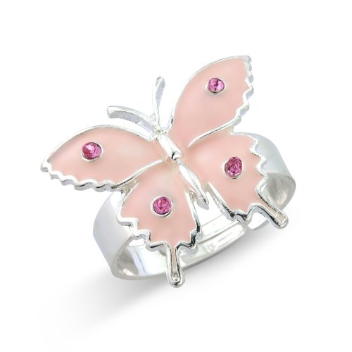 Hübscher pinker Schmetterling Kinder Ring - Geschenkkarton