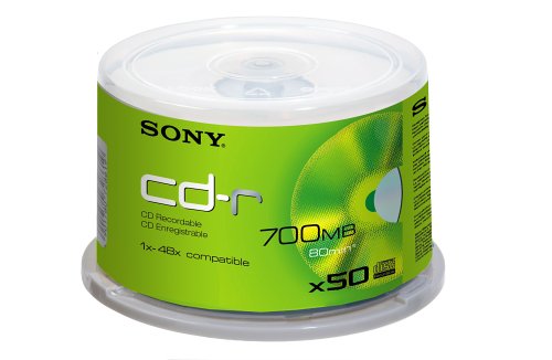 Sony - CD-R, 48x, 700 MB nach ISO-9660-MODE-1, 50er Spindel mit 80 Minuten je CD-R