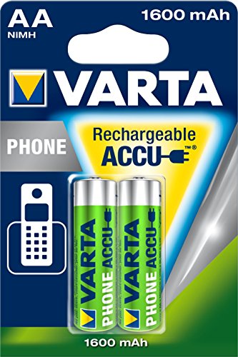 Varta Phone Accu AA Mignon Ni-Mh Akku  (2-er Pack, 1600 mAh, geeignet für schnurlose Telefone)