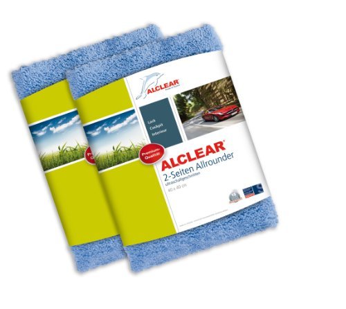 2er Set ALCLEAR Poliertücher 2-Seiten-Allrounder Premium ohne Hologramme, f. Auto Yachting & Poliermaschine, 40x40 cm blau