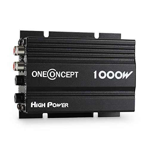 oneConcept kleine Mini Endstufe 4-Kanal Komapkt Verstärker für Auto Moped Motorrad (4x 30W RMS - 1000W max., Hoch- und Tiefpass-Filter, 20Hz bis 20 kHz) schwarz