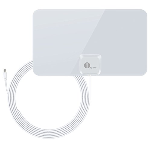 1byone Ultra Flach Zimmerantenne DVB-T [weiß glänzend] - 40 km-Empfang, 4 Meter Kabel Hochleistungs -