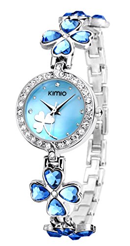 Ostan Damen Uhren Mode Herz Kristall Blume Rund Förmigen Zifferblatt mit Zirkonia Armkette Armband Armbanduhr Uhr