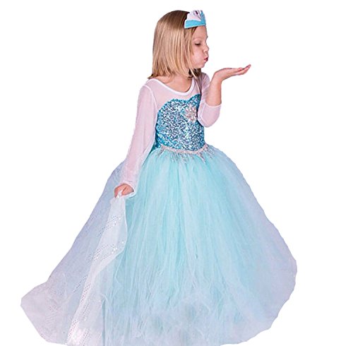 ELSA & ANNA® Mädchen Prinzessin Kleid Verrücktes Kleid Partei Kostüm Outfit DE-FR314 (4-5 Jahre, DE-FR314)