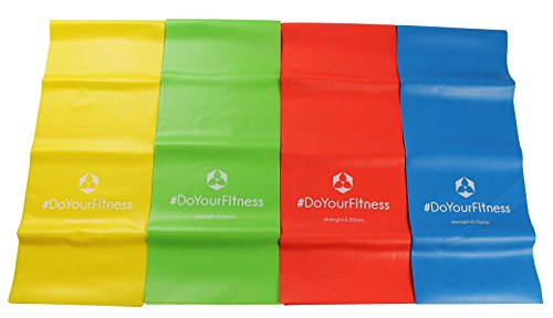 4er-Set Fitnessbänder »Lavana« / Sportband, Trainingsband in den Farben und Stärken gelb 0,35 leicht / grün 0,45 mittel / rot 0,55 kräftig / blau 0,75 stark