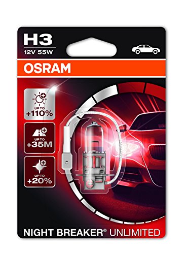 OSRAM NIGHT BREAKER UNLIMITED H3, Halogen-Scheinwerferlampe, 64151NBU-01B, 12V PKW, Einzelblister (1 Sück)