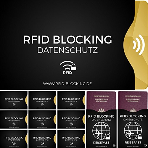 RFID Blocking Schutzhülle (12 Stück) für Kreditkarte, Personalausweis, EC-Karte, Reisepass, Bankkarte, Gesundheits-Ausweis etc. - 100% Schutz durch Abschirmung von kontaktlosen RFID & NFC Funk-Chips