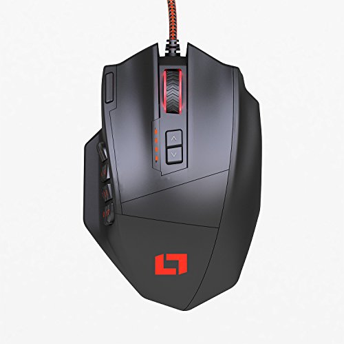 Lioncast LM30 Gaming Maus (19 Tasten, 16.400 dpi, MMO Laser Mouse) schwarz