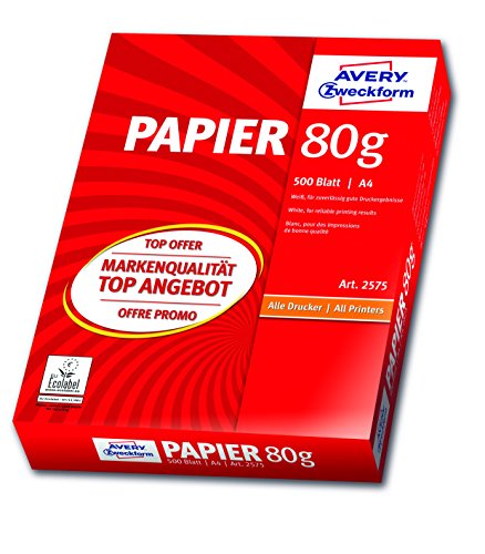 Avery Zweckform 2575 Drucker- und Kopierpapier A4 (80 g/m², 500 Blatt) weiß (Optimierte Schutzverpackung)