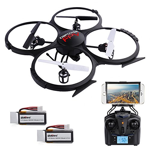 UDI U818A Verbesserte WIFI FPV Drohne mit 2MP HD Kamera APP Steuern RC Quadrocopter Kopflosmodus Drone mit 2 Batterien und 4GB TF Karte