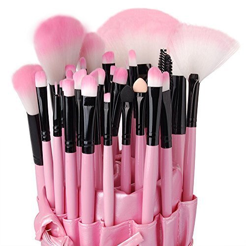 Eleacc® 32tlg Make UP Pinsel Pinselset Schminkpinsel Kosmetikpinsel Kosmetik Brush Kunstleder Etui Pink