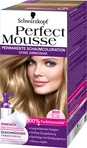 Perfect Mousse permanente Schaumcoloration, 800 Mittelblond, 3er Pack (3 x 1 Stück)