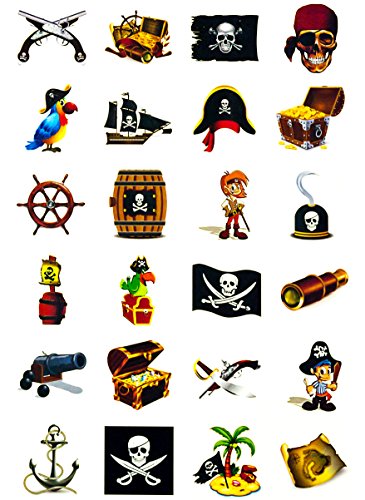 Piraten Tattoo Set 48 Kindertattoos - verschiedene Piraten Motive Kinder Spielen