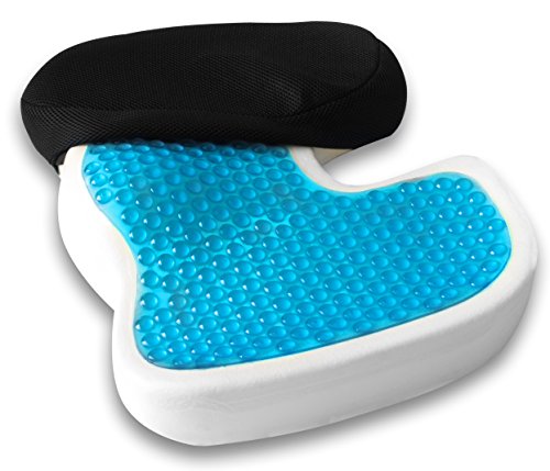Bonmedico® Orthopädisches Sitzkissen mit innovativer Gel-Beschichtung und Anti-Rutsch Bezug, wirkt schmerzreduzierend, sorgt für gerade Körperhaltung und Steißbein-Entlastung, geeignet für Auto, Büro- & Rollstuhl sowie Reisen, in Schwarz oder Blau
