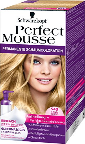 Perfect Mousse permanente Schaumcoloration, 940 Sand Blond, 3er Pack (3 x 93 ml)
